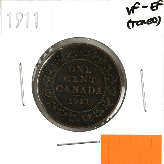 1911 Canada 1-cent VF-EF (VF30) Scratched, Cleaned or Impaired
