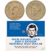 14K Gold Miniature Replica 1993 USA Kennedy Half Dollar in Card