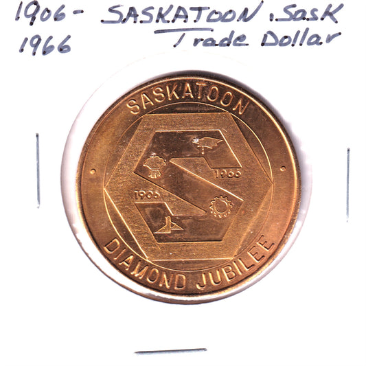 1966 Saskatoon Diamond Jubilee Pion-era Souvenir Trade Dollar Token