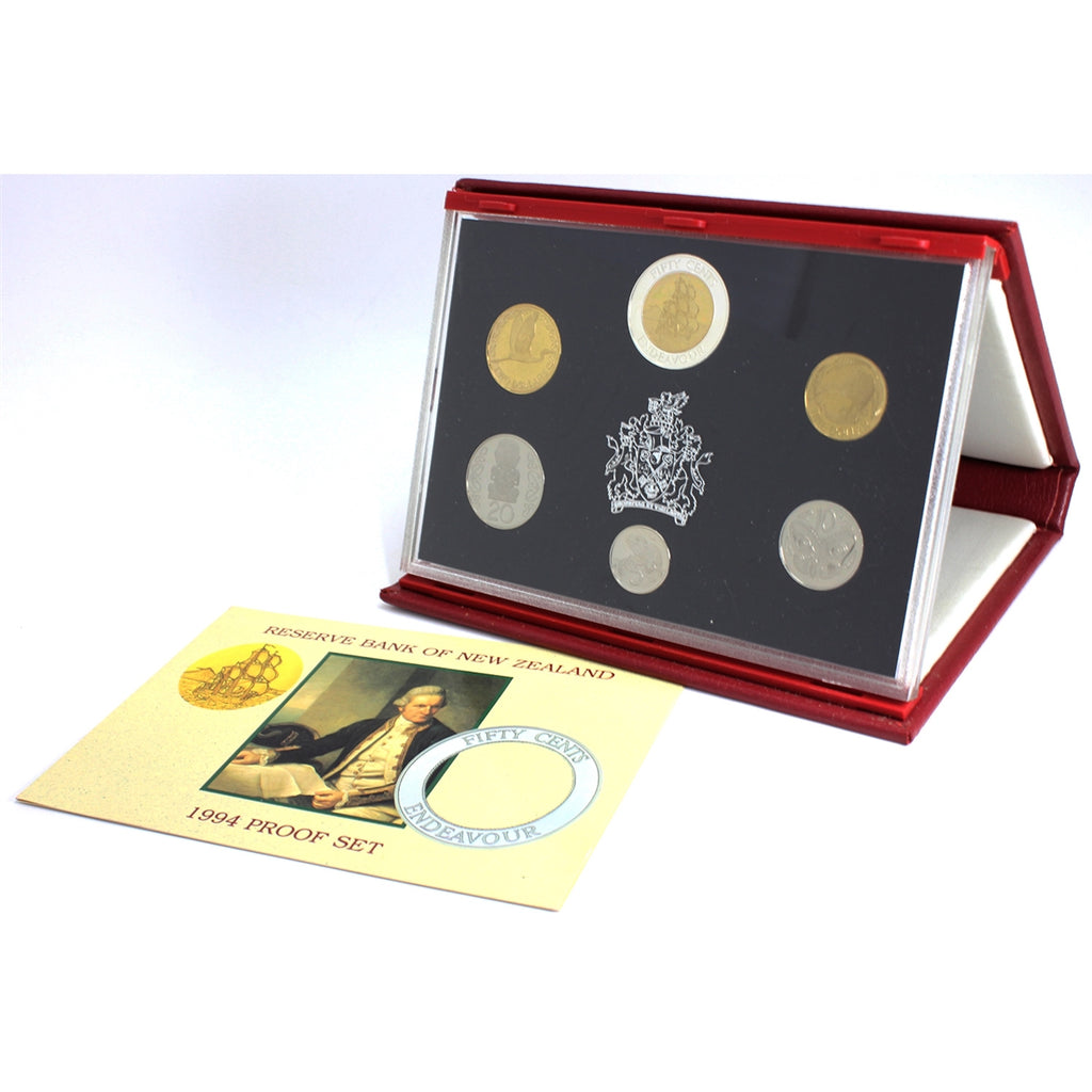 New Zealand 1994 6-coin Proof Set: NZ's First Bi-Metal Coin (Light issues)