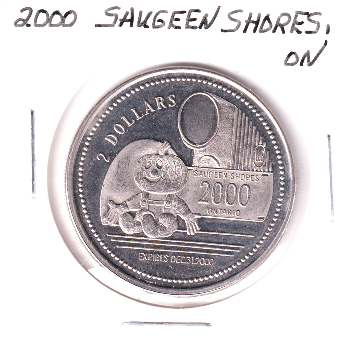 2000 Saugeen Shores, ON, $2 Trade Token: Home of Pumpkinfest