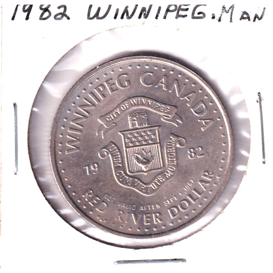 1982 Winnipeg Red River Dollar Token: Manitoba Buffalo