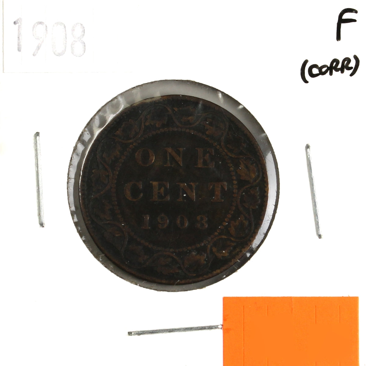 1908 Canada 1-cent Fine (F12) Corrosion or impaired