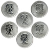 Lot of 6x 2011-2013 Canada $5 Wildlife 1oz. .999 Silver (No Tax) Lightly Toned. 6pcs