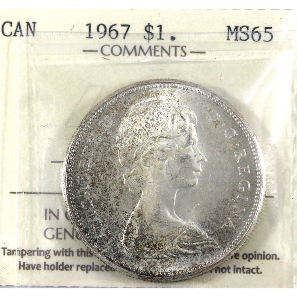 1967 Canada Dollar ICCS Certified MS65 (Toned)