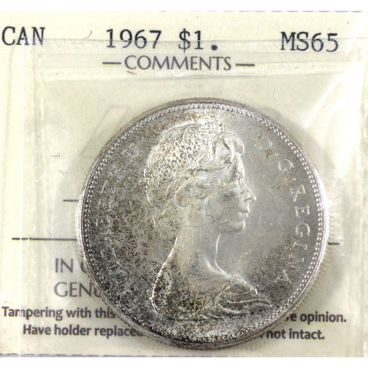 1967 Canada Dollar ICCS Certified MS65 (Toned)