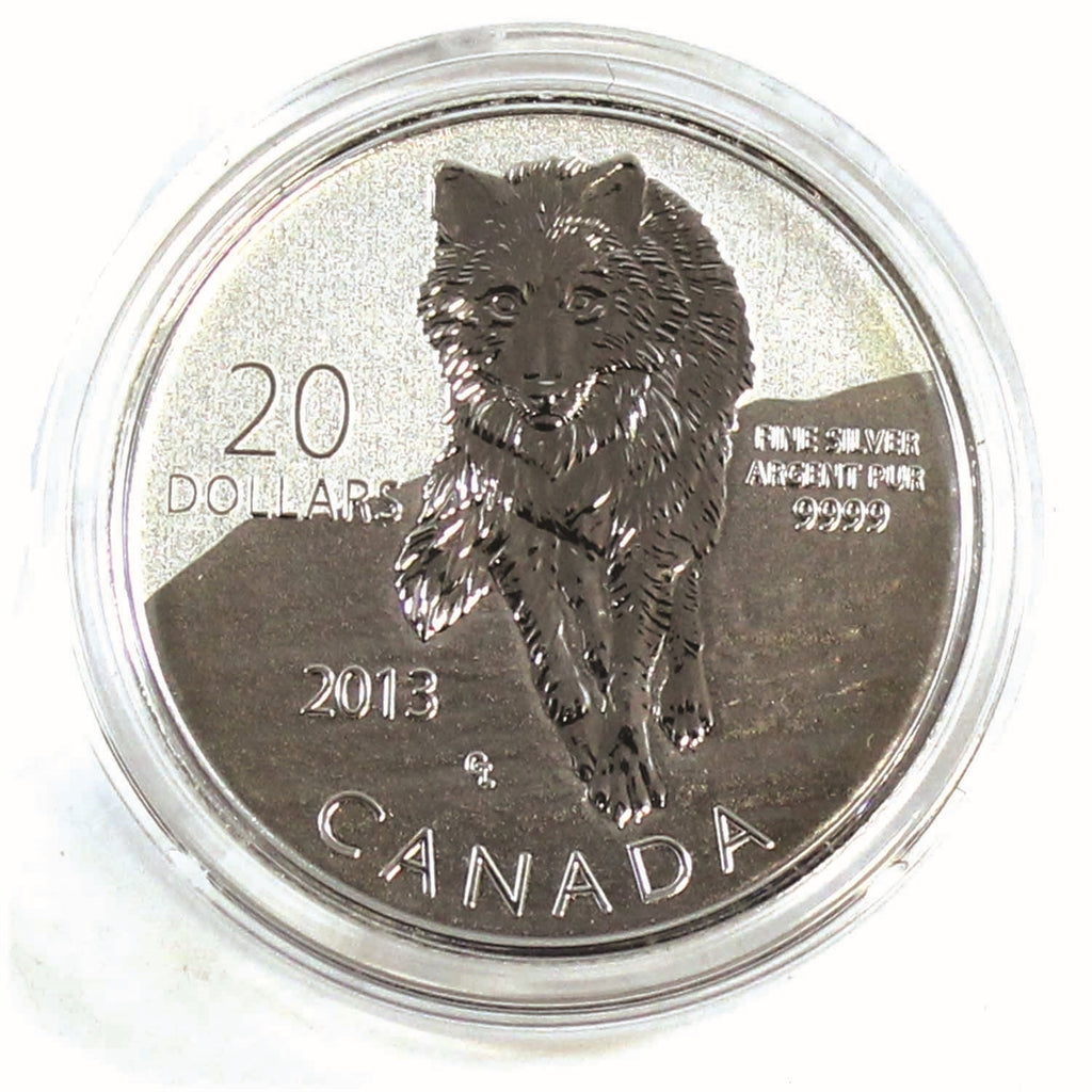 2013 Canada $20 for $20 Wolf .999 Silver (No Tax) Capsule Only