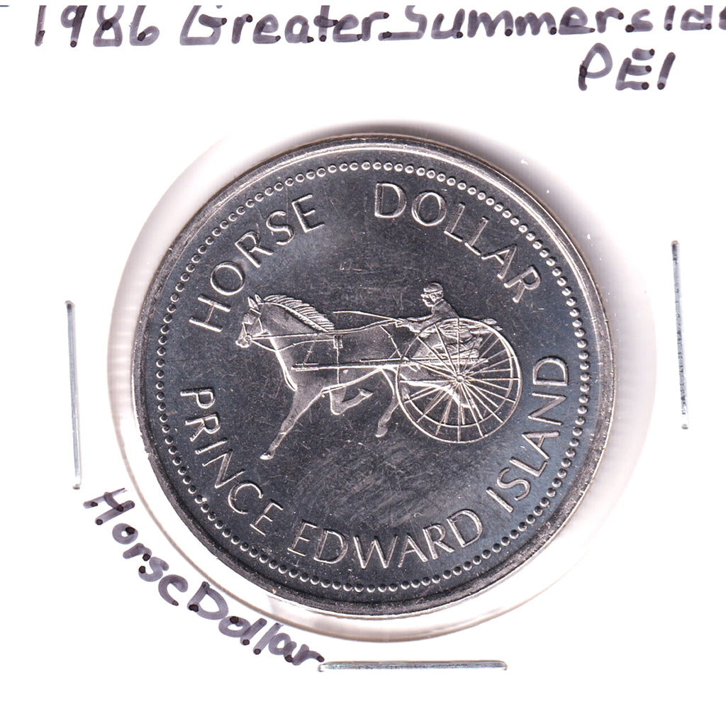 1986 Greater Summerside, PEI, Horse Dollar Trade Token