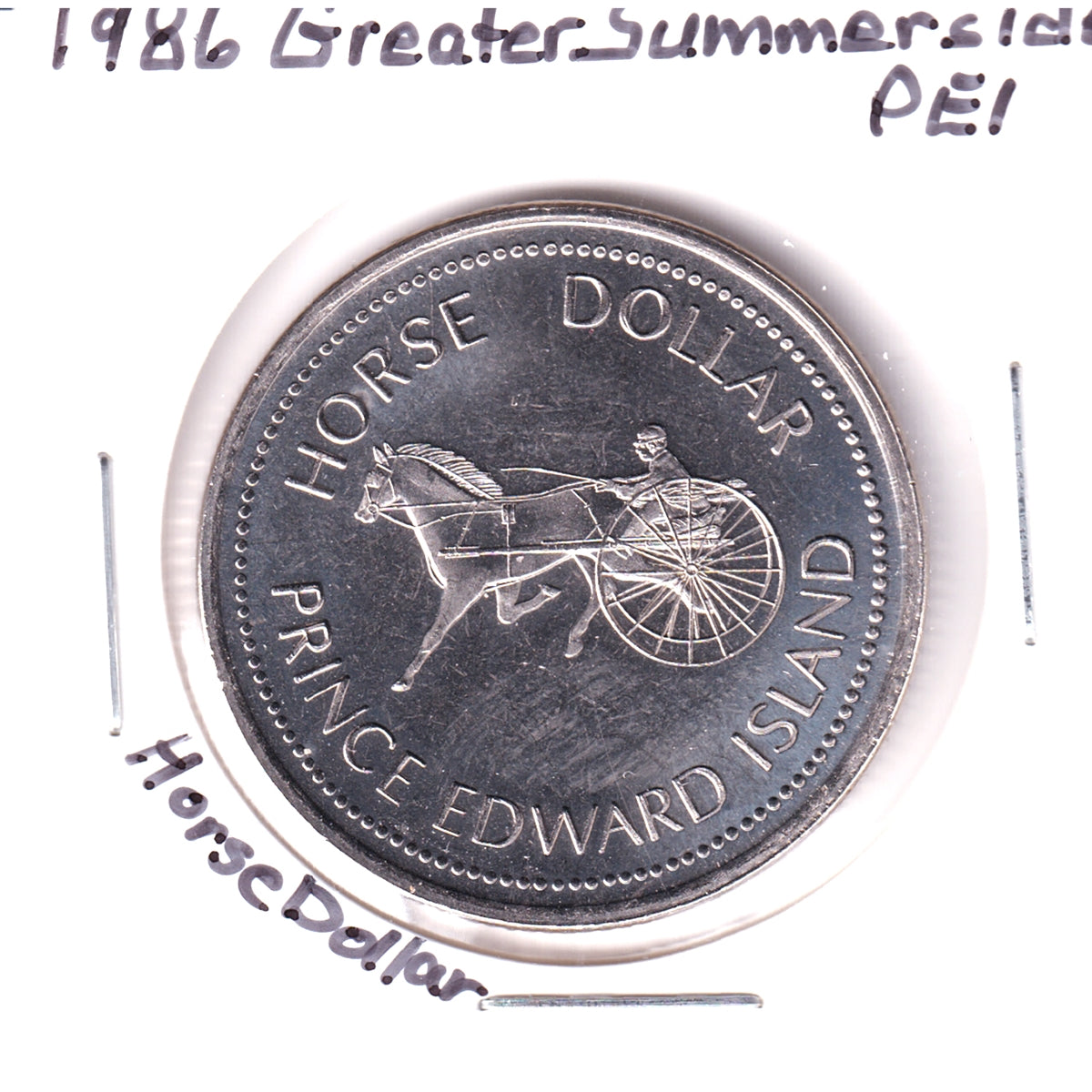 1986 Greater Summerside, PEI, Horse Dollar Trade Token