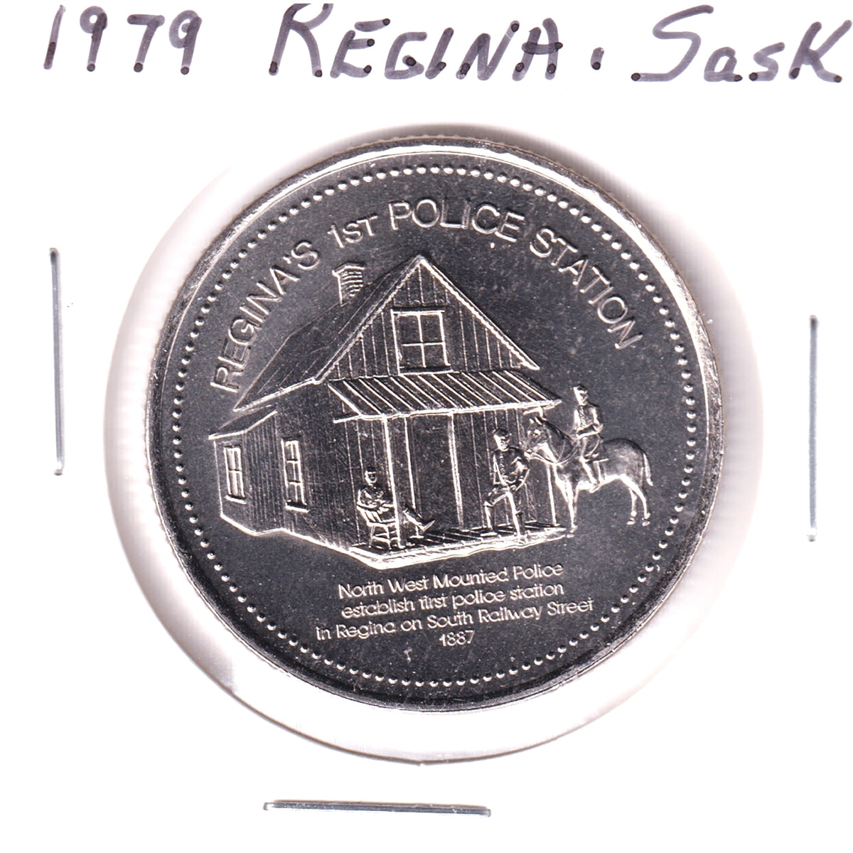 1979 Regina Commemorative Dollar Trade Token: Regina's 1st Police Station
