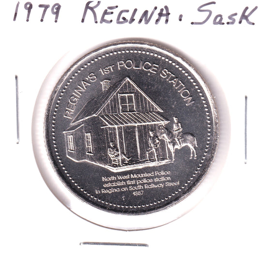 1979 Regina Commemorative Dollar Trade Token: Regina's 1st Police Station