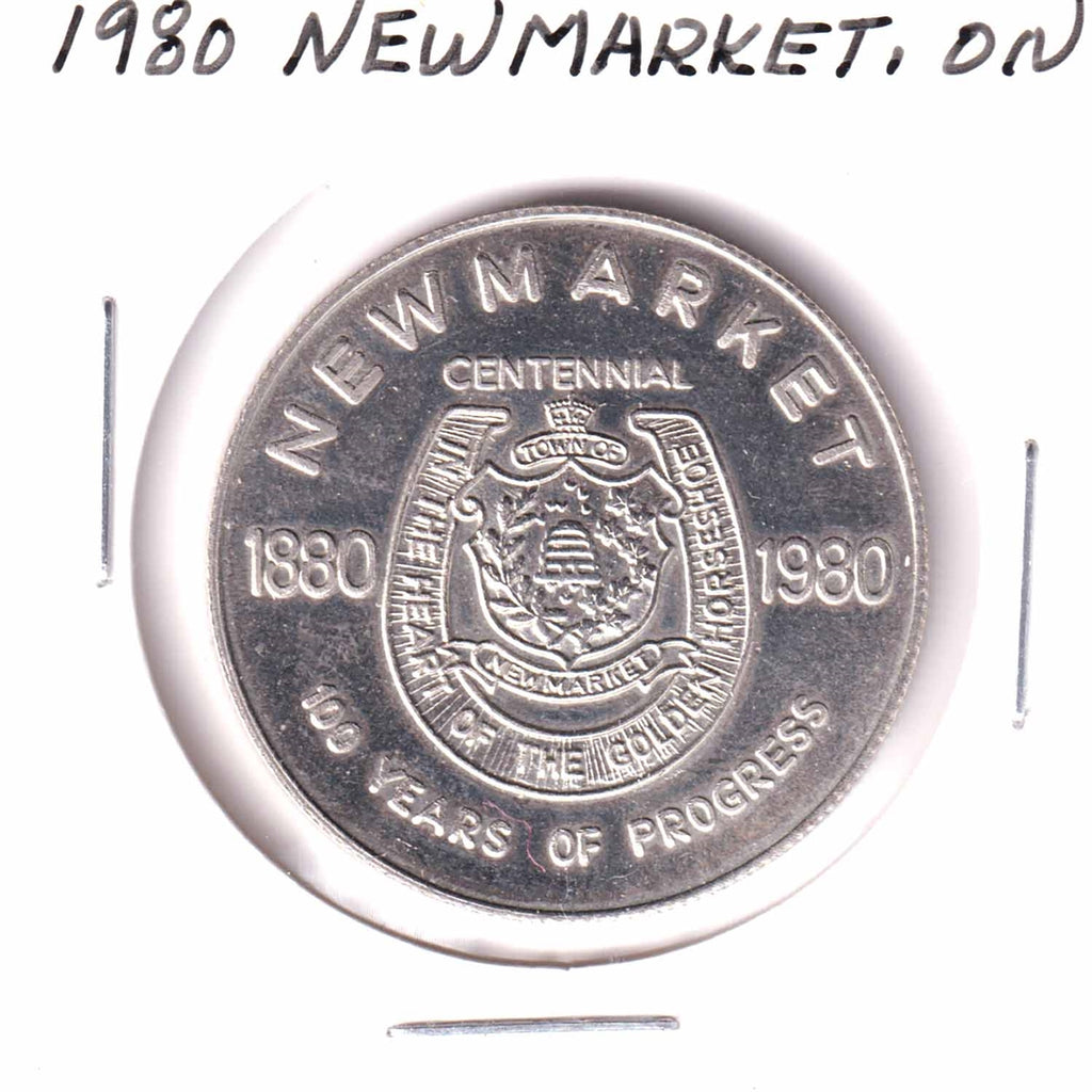 1980 Newmarket, ON, Centennial Trade Dollar Token: The Meeting Place