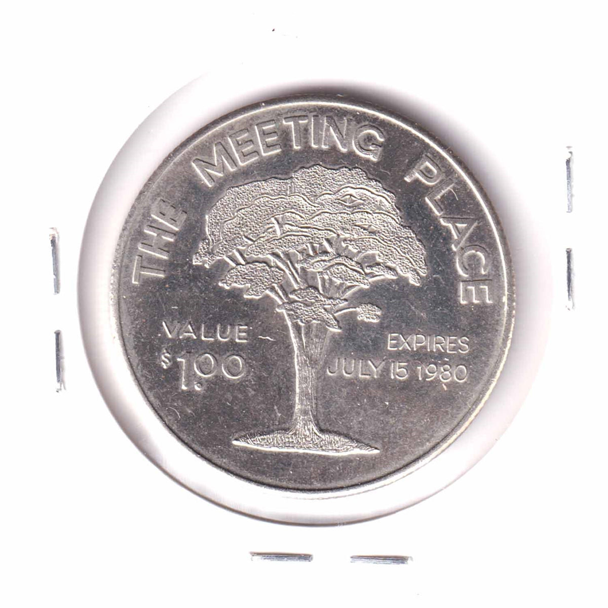1980 Newmarket, ON, Centennial Trade Dollar Token: The Meeting Place