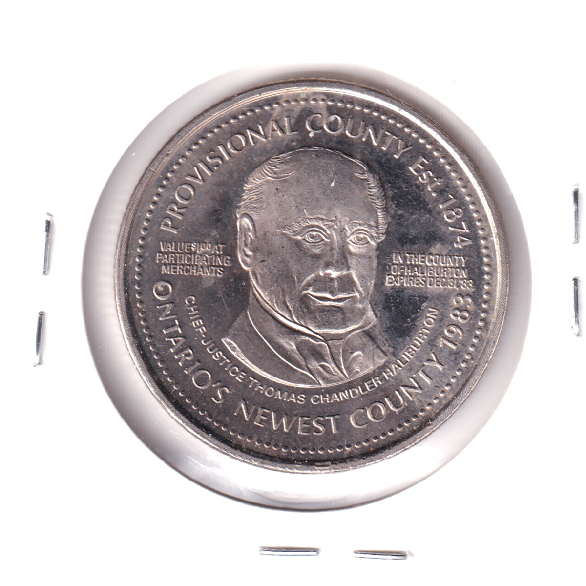 1983 Haliburton, Ontario, Trade Dollar Token: Ontario's Newest County