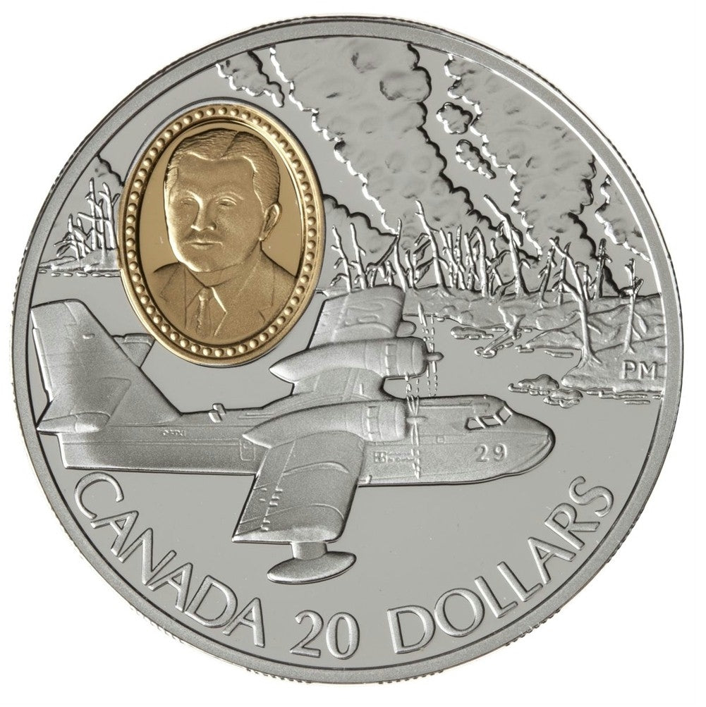 1998 Canada $20 Aviation Canadair CL-215 Waterbomber Sterling Silver