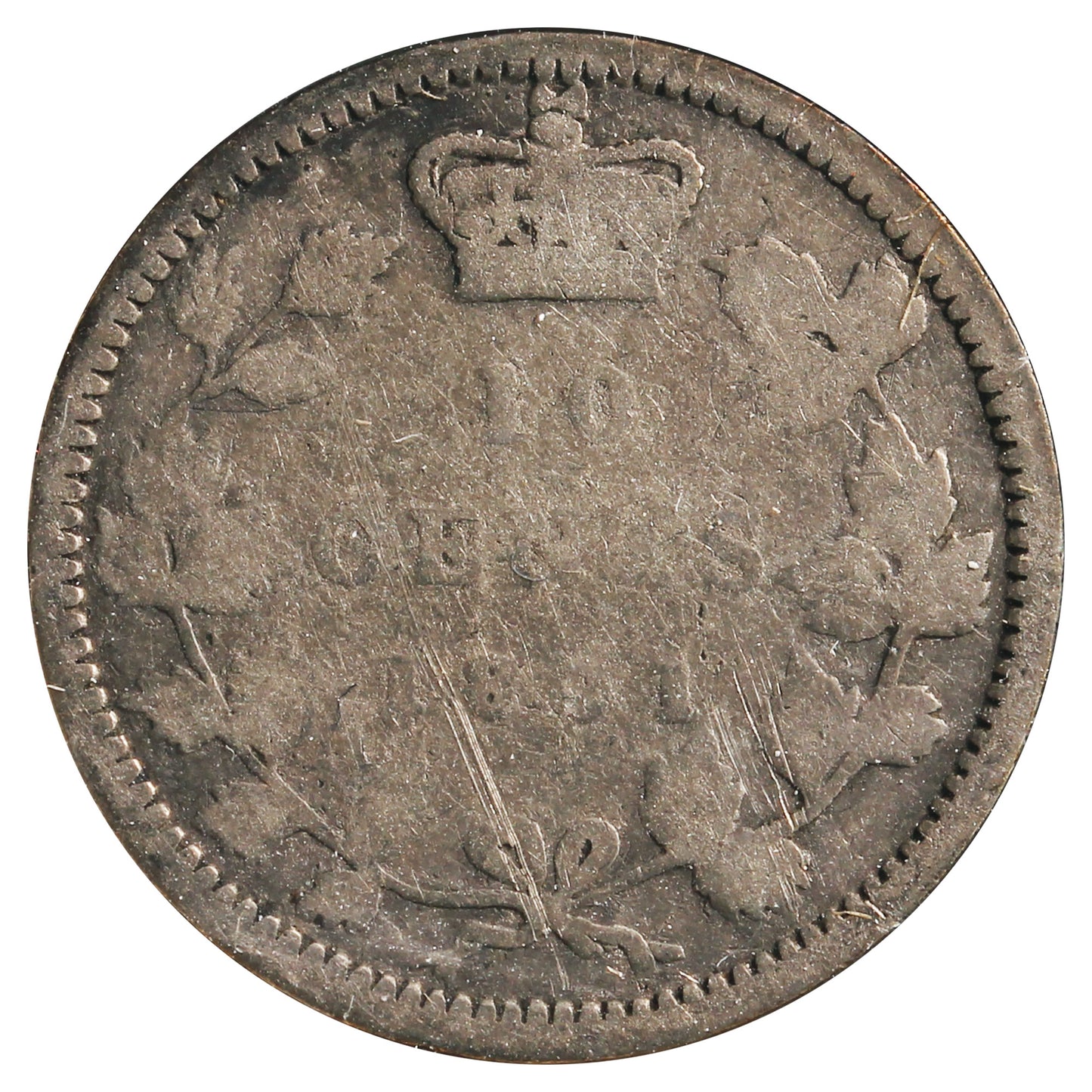 1891 21 Leaves Canada 10-cent About Good (AG-3) Scratched, Cleaned or Impaired