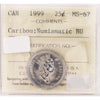 1999 Caribou Canada 25-cents ICCS Certified MS67 Numismatic BU (Toned)