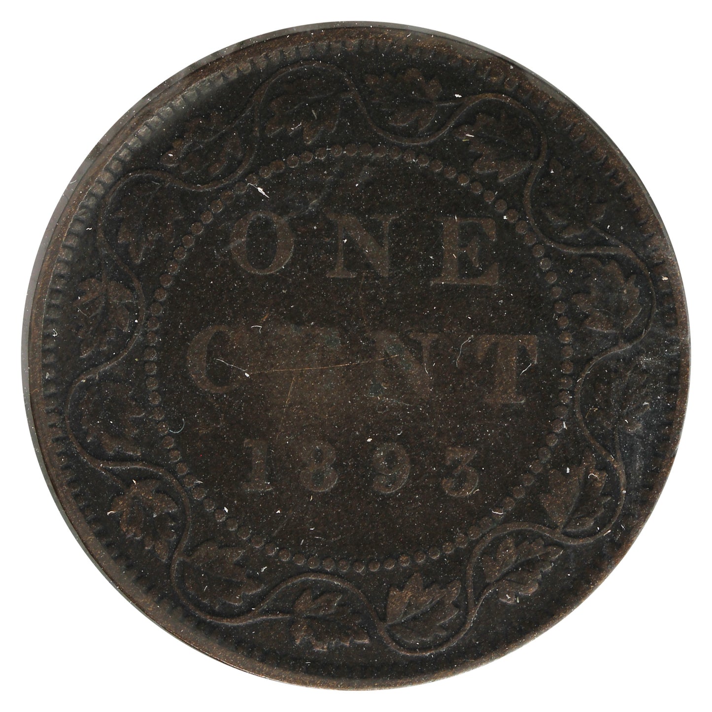 1893 Canada 1-cent F-VF (F15) Scratched, Cleaned or Impaired