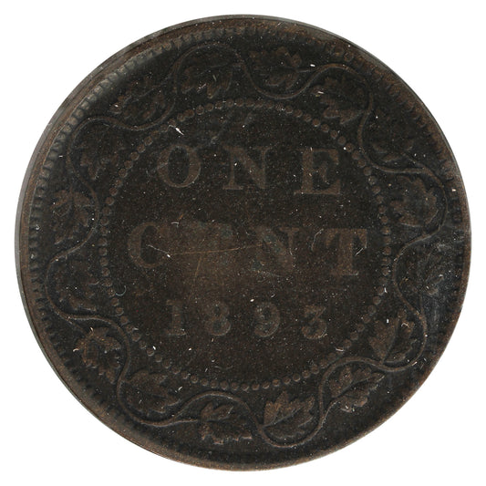 1893 Canada 1-cent F-VF (F15) Scratched, Cleaned or Impaired