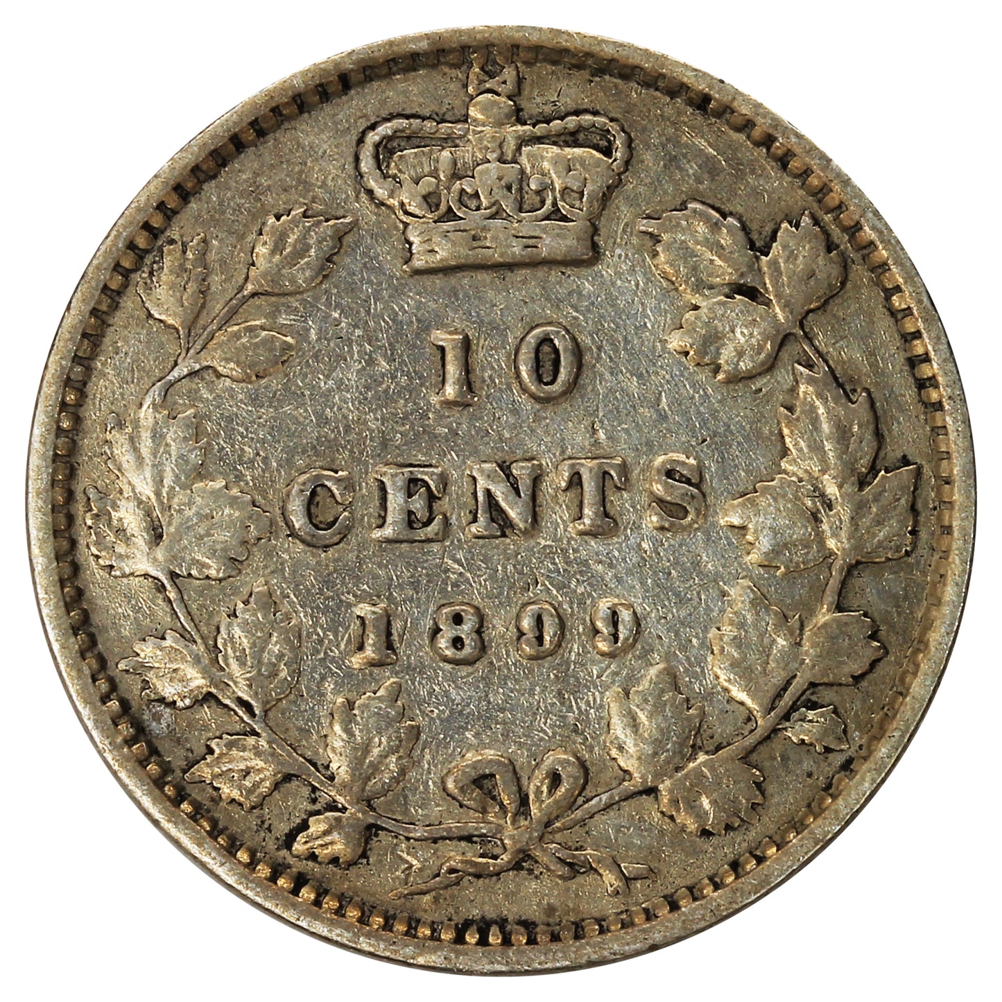 1899 Small 9's Canada 10-cents F-VF (F15) Scratched, Cleaned or Impaired