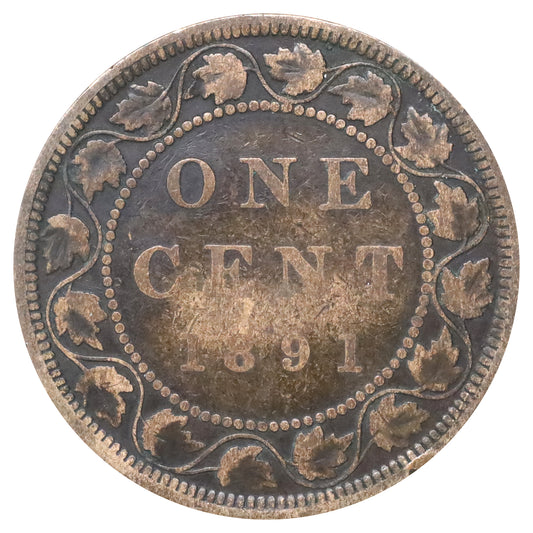 1891 SDLL Obv. 3 Canada 1-cent VG-F (VG10) Scratched