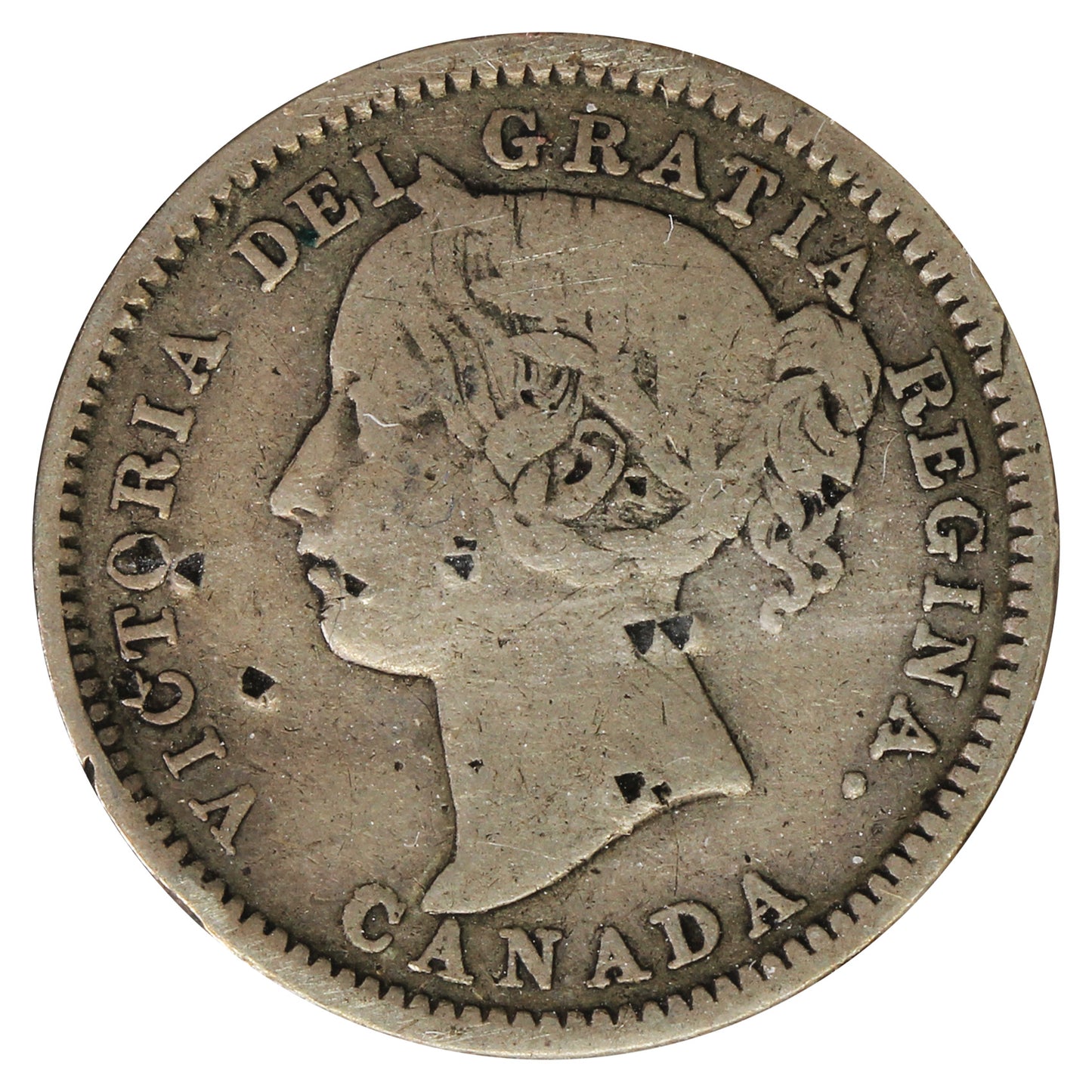 1898 Obv. 6 Canada 10-cents VG-F (VG-10) Scratched, Cleaned or Impaired