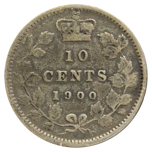 1900 Canada 10-cents Fine (F12) Scratched, Cleaned or Impaired