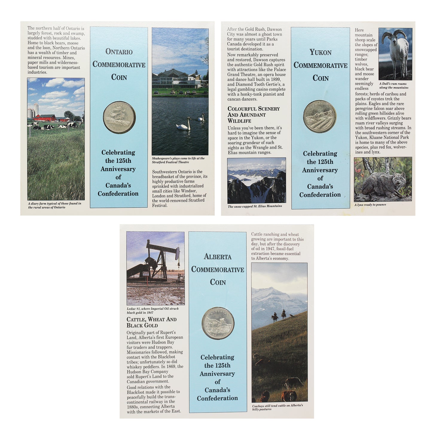 Lot of 6x 1992 Canada Provinces Information Booklet with 25-cents