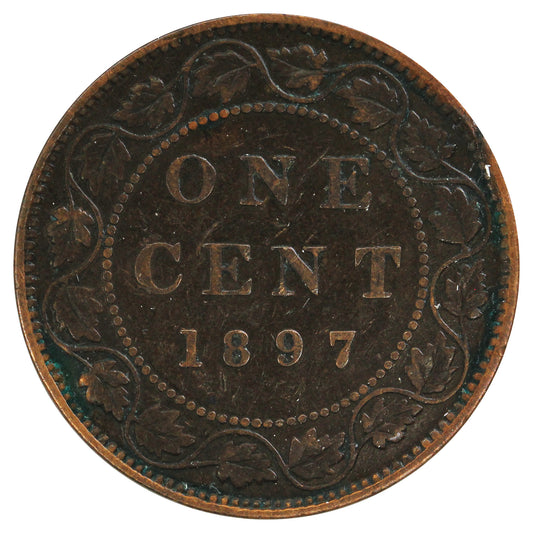 1897 Canada 1-cent Fine (F12) Scratched, Cleaned or Impaired