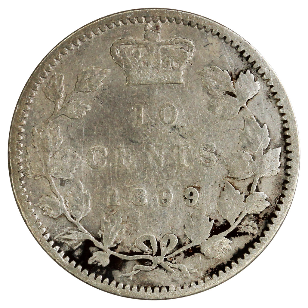 1899 Large 9s Canada 10-cents VG-F (VF-10) Scratched, Cleaned or Impaired