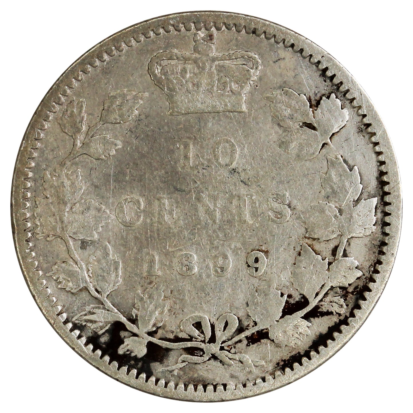 1899 Large 9s Canada 10-cents VG-F (VF-10) Scratched, Cleaned or Impaired