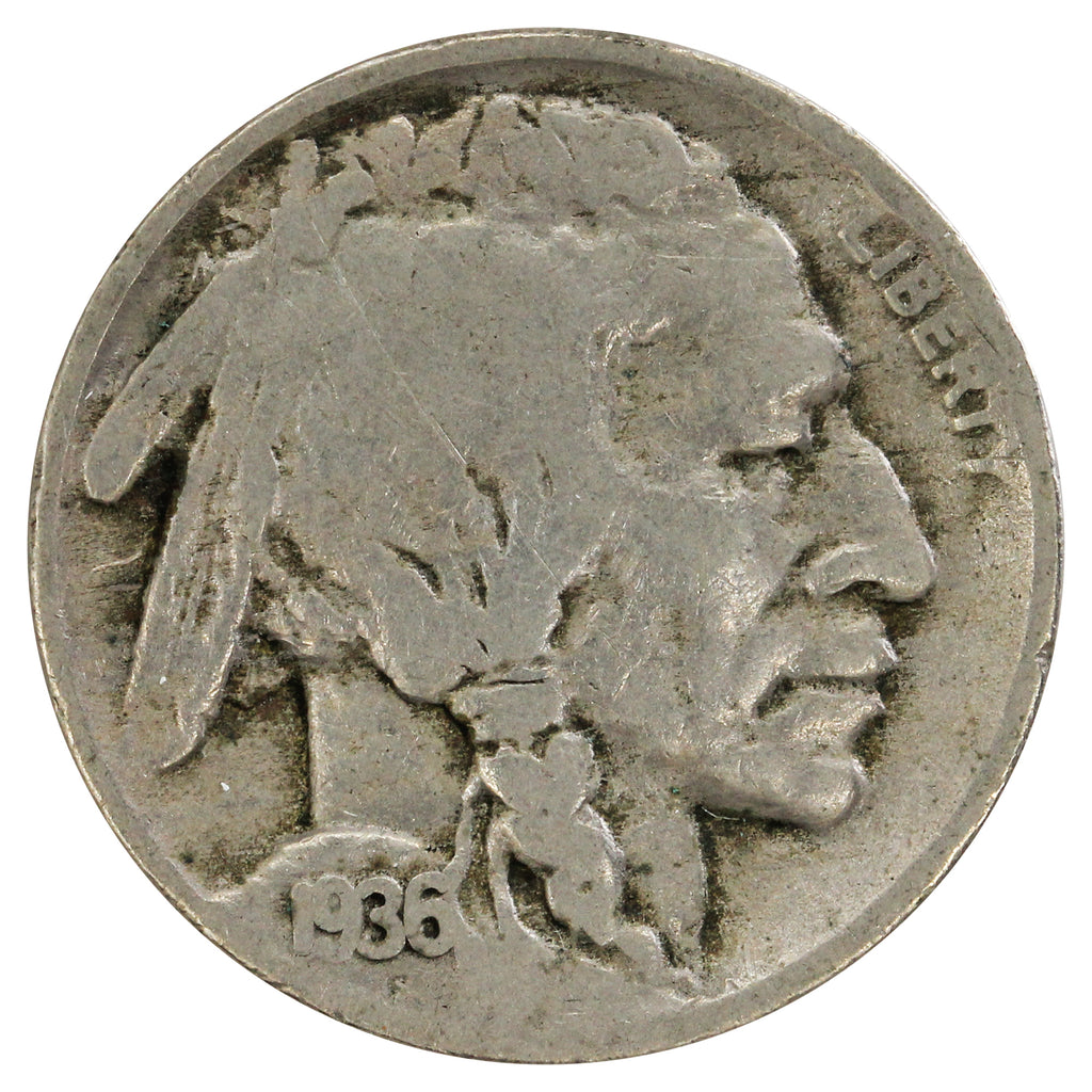 1936 D USA Nickel Very Good (VG8) Scratched, Cleaned or Impaired