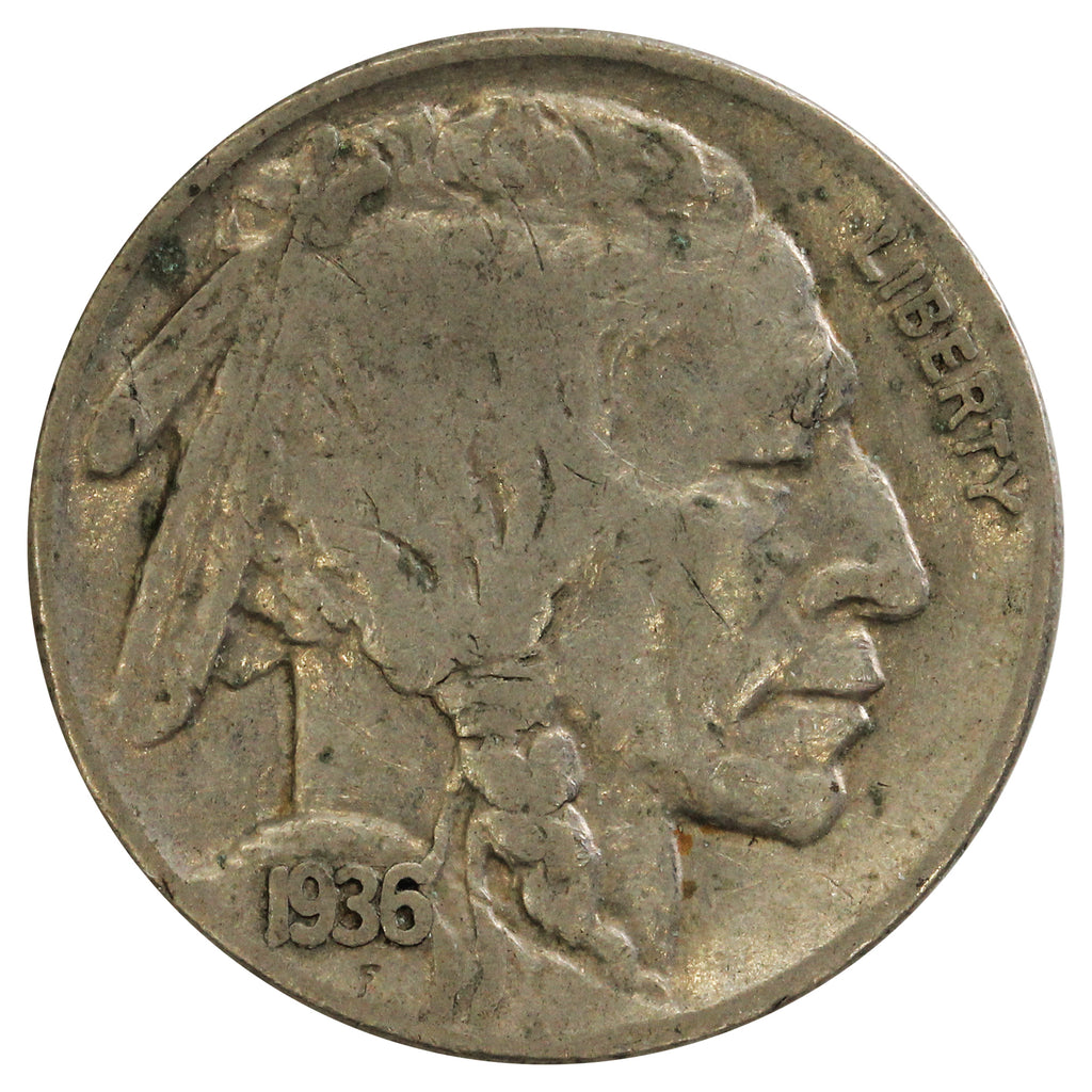 1936 S USA Nickel F-VF (F15) Scratched, Cleaned or Impaired