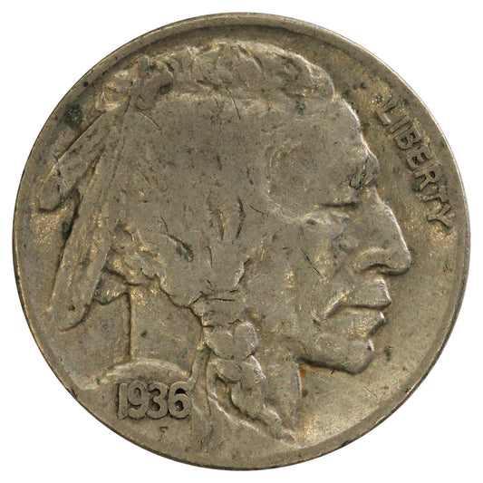 1936 S USA Nickel F-VF (F15) Scratched, Cleaned or Impaired