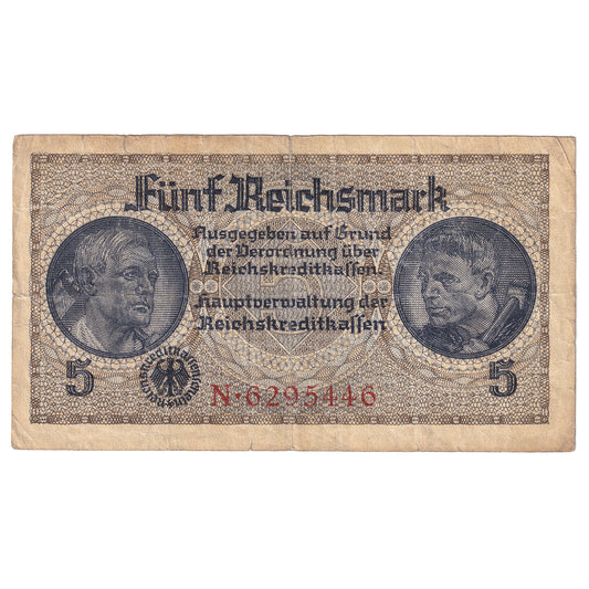 Germany 1940-1945 5 Reichsmark, Pick# R138