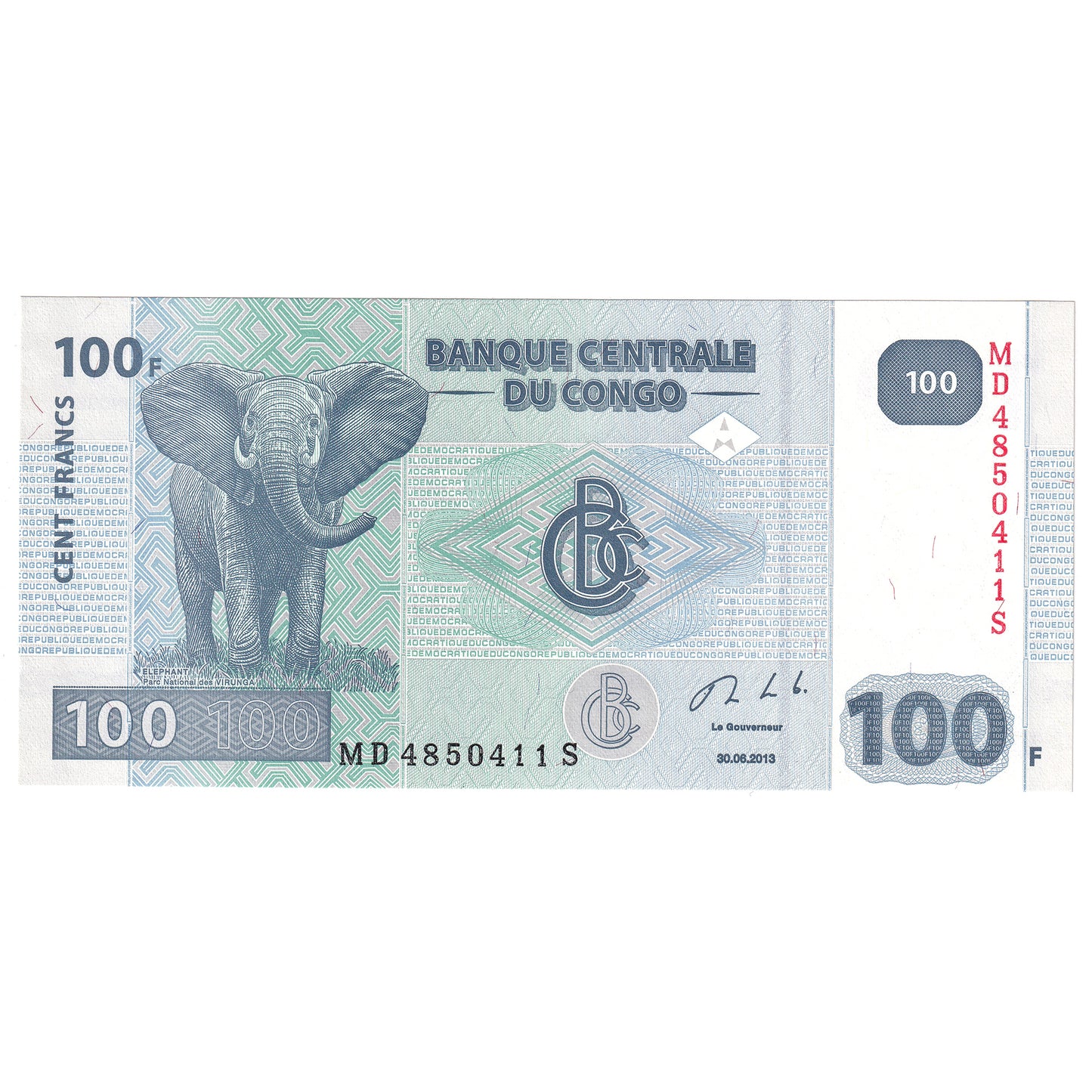Democratic Republic of Congo 2013 100 Francs, Pick #98b, CUNC
