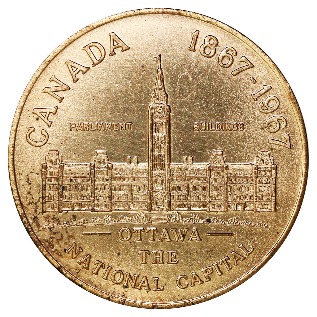 1967 Ottawa Centennial Souvenir Dollar (Bronze) Trade Token: Capital of the Century