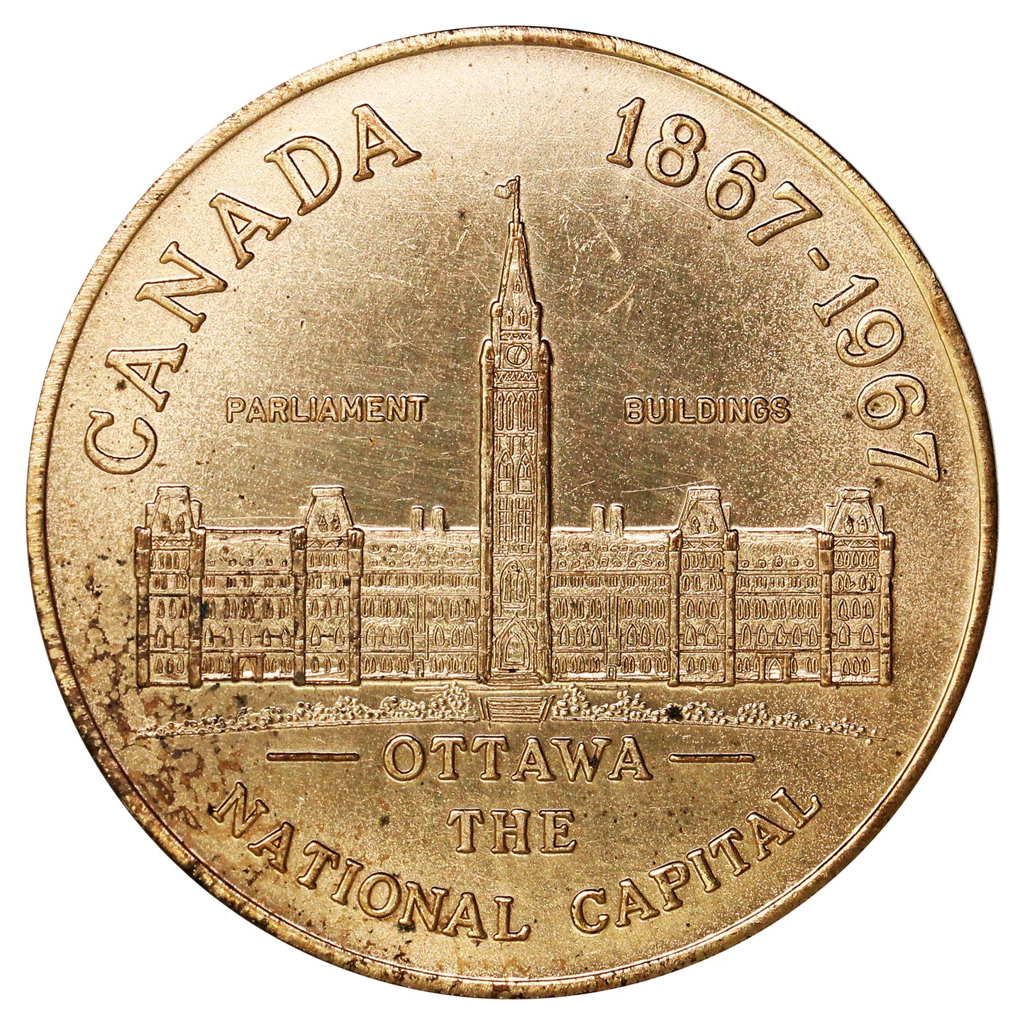 1967 Ottawa Centennial Souvenir Dollar (Bronze) Trade Token: Capital of the Century