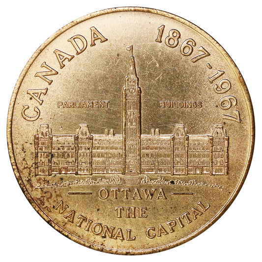 1967 Ottawa Centennial Souvenir Dollar (Bronze) Trade Token: Capital of the Century
