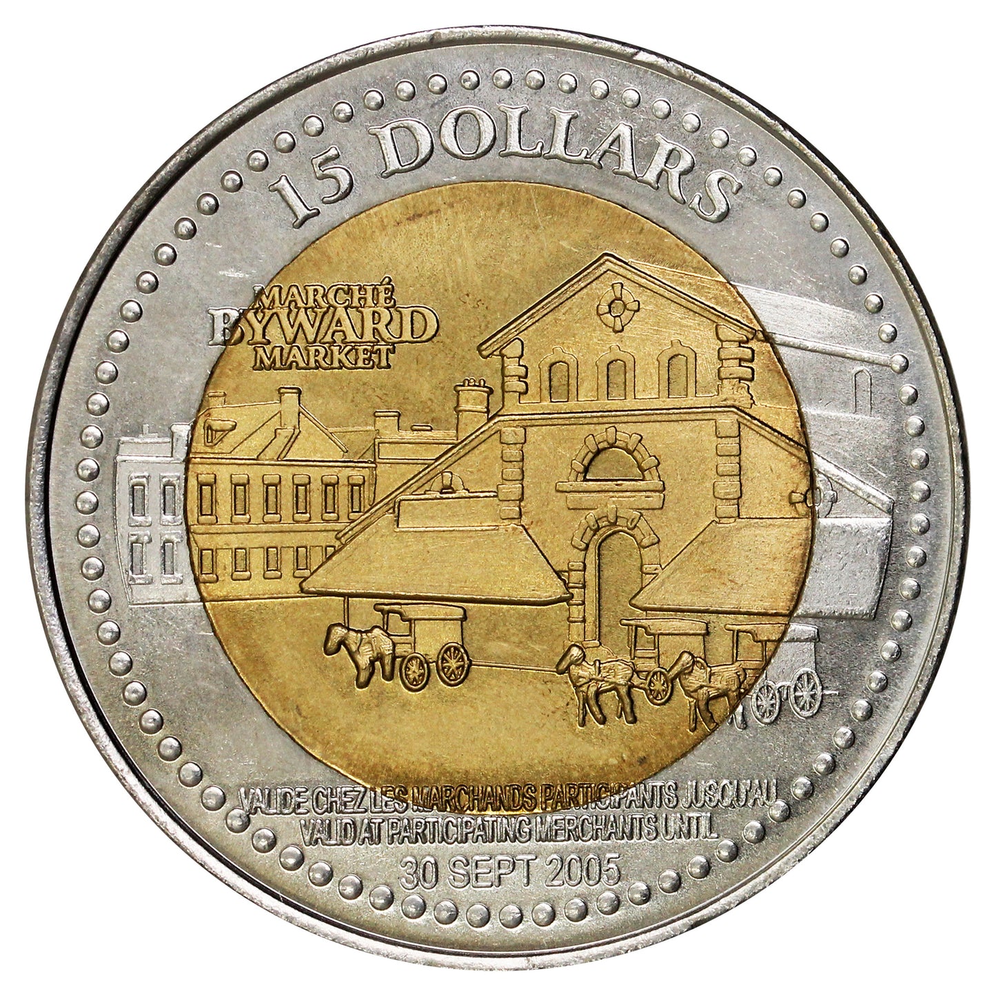 2005 150th Anniversary of Ottawa $15 Bi-Metallic Trade Token