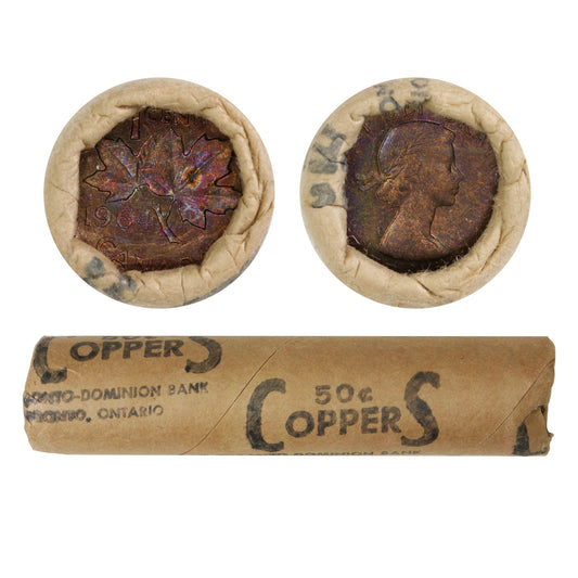 1964 Canada 1-Cent Original Roll of 40Pcs. In Paper Wrap (Slightly Loose But Still Good)