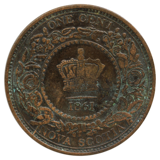 1861 Large Bud Nova Scotia 1-cent Very Fine (VF20) Scratched, Cleaned or Impaired