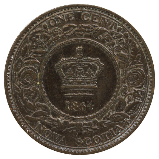 1864 Nova Scotia 1-cent Very Fine (VF20) Scratched, Cleaned or Impaired