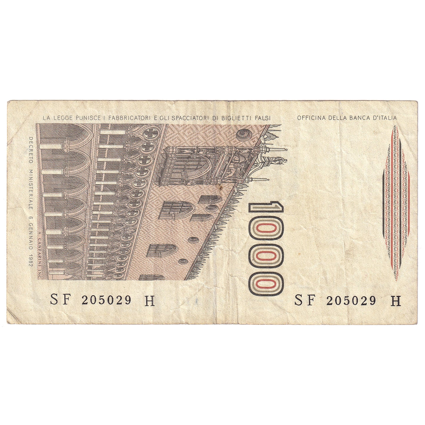 Italy 1984 1000 Lire Note, Pick #109