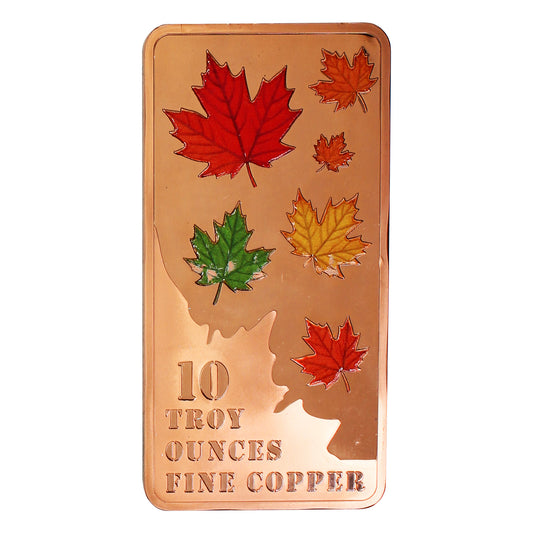 Falling Maple Leaf's 10oz. .999 Fine Copper Bar