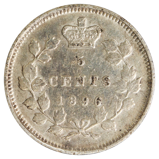 1896 Canada 5-cents Extra Fine (EF40) Scratched, Cleaned or Impaired