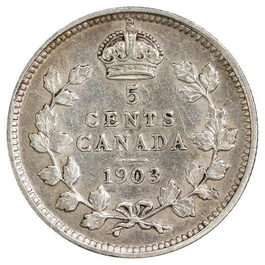 1903 Canada 5-cents Extra Fine (EF40) Scratched, Cleaned or Impaired