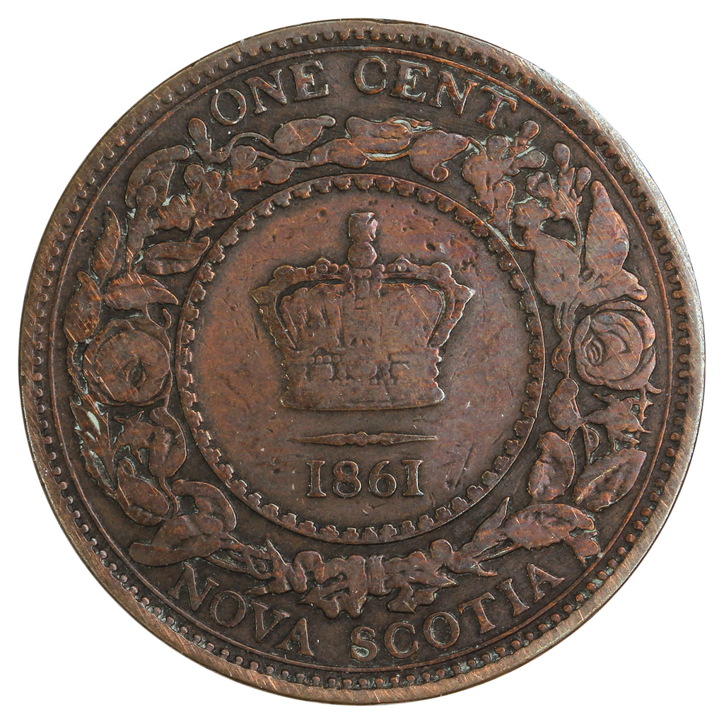 1861 Nova Scotia Large Bud 1-cent G-VG (G6) Scratched, Cleaned or Impaired
