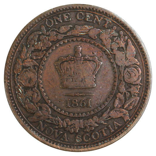 1861 Nova Scotia Large Bud 1-cent G-VG (G6) Scratched, Cleaned or Impaired