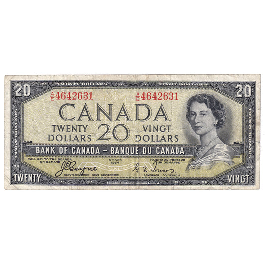 BC-33a 1954 Canada $20 Coyne-Towers, Devil's Face, A/E, F-VF (Writing)
